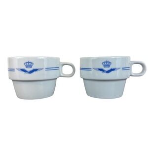 VTG Set of TWO Royal Mosa Holland Ceramic Cups Netherlands Airforce‎ Crest